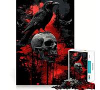 Puzzle Corbeau sur Crâne 1000 Pièces pour Adultes Jeu de Réflexion Amusant et Paisible Pièce de Collection Art Découpée avec Soin (38x52cm)