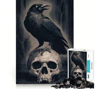 Puzzle Corbeau sur Crâne pour Adolescents 1000 Pièces Jeu de logique et de développement du Sens de l'équilibre Découpe précise (38x52cm)