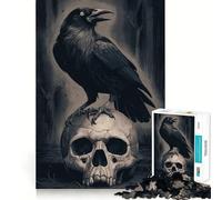 Puzzle Corbeau sur Crâne pour Adolescents 1000 Pièces Jeu de Logique Transparente Découpe Parfaite Surprise d'anniversaire (38x26cm)
