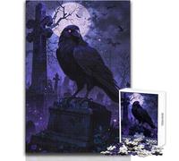Puzzle Corbeau sur Pierre Tombale 1000 Pièces pour Adolescents - Jeu de Développement Cognitif et Amusant - Cadeau Spécial et Attentionné - Dimensions:50x75cm
