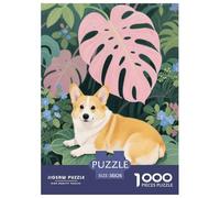 Puzzle Corgi 1000 Pièces en Carton pour Adultes Enfants Jeu De Détente Familial Puzzle Corgi Plantes Cadeau Enfant Décoration Intérieure 38x26cm/1000pcs