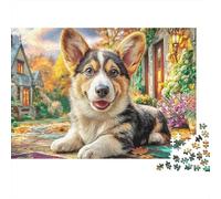 Puzzle Corgi à la Plage 1000 Pièces pour Adultes Corgi Chiot Cottage Automne Difficile Premium Épais Robuste Vibrant Anti-Stress Cadeau Déco Famille 38x26cm
