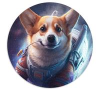 Puzzle Corgi Astronaute Spatial 1000 pièces. Puzzle Rond 1000 pièces pour Adultes. Design Complexe pour Adolescents, décoration DIY et Divertissement Stimulant pour Le Cerveau. 67,5 x 67,5 cm.