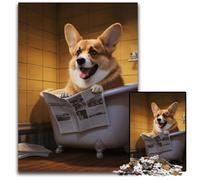 Puzzle Corgi lisant Un Journal, 1000 pièces, Divertissement Relaxant, Cadeau de Noël idéal et décoration d'intérieur, 26x38cm/10,23x14,96 Pouces