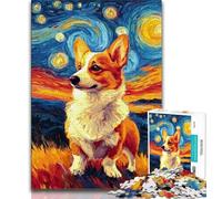 Puzzle Corgi sous Le Ciel étoilé 1000 pièces pour Adultes et Adolescents, Jouets éducatifs, Jeux familiaux, Anniversaires et Cadeaux Uniques (38x26cm)