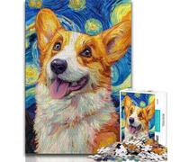 Puzzle Corgi sous Le Ciel Nocturne 1000 pièces pour Adolescents, Jeux d'activités familiales stimulants, Jouet de Bricolage pour décoration Murale (75x50cm)