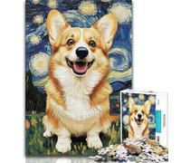 Puzzle Corgi sous Le Ciel Nocturne 1000 pièces pour Adultes et Adolescents, Anti-Stress, défi Difficile, renforce l'amour Entre Couples 50x75cm