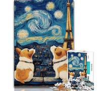 Puzzle Corgi sous Le Ciel Nocturne pour Adolescents, 1000 pièces, Jouet éducatif et décompressant, Cadeau du Père Noël Secret, 38x26cm