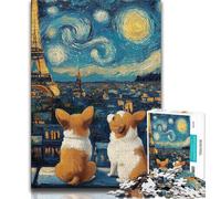 Puzzle Corgi sous Le Ciel Nocturne pour Adolescents, Aide Le Cerveau à exercer des Jouets addictifs pour cultiver la Patience Une œuvre d'art 38x26cm