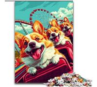 Puzzle Corgi sur des Montagnes Russes 1000 pièces pour Adolescents, Jeu Stimulant et Jeu en Famille, Collection d'artistes, Beaux-Arts pour Les 14 Ans et Plus 50x75cm