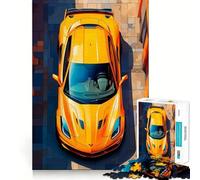 Puzzle Corvette Jaune Vue de Dessus,1000 pièces,Jeu de réflexion,pièces précises et sans Couture,activité Amusante en Famille (38x26cm)
