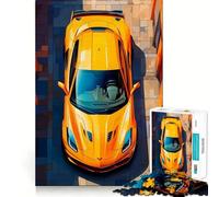 Puzzle Corvette Jaune Vue de Dessus pour Adolescents,1000 pièces,Jeu Stimulant l'esprit,pièces nettes et sans bavures,Facile à Apprendre,pour Toute la Famille (38x52cm)