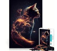 Puzzle Cosmique de 1000 pièces Chat de l'espace pour Adolescents Renforce Les Liens familiaux Bordure précise Cadeau attentionné (50x75cm)