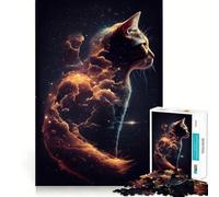 Puzzle Cosmique Difficile Chat de l'espace pour Adultes, 1000 pièces, Améliore la mémoire, détend l'esprit, Bords Nets, Cadeau élégant (38x52cm)