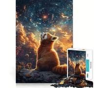 Puzzle Cosmique Difficile Panda Roux et Ciel étoilé pour Adultes, 1000 pièces, Jeu intellectuel, Moment de détente, découpe de qualité, Cadeau Exquis (38x52cm)