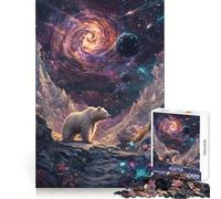 Puzzle Cosmique Ours dans l'espace 1000 pièces pour Adultes Jeu de logique et de détente Assemblage précis Cadeau de Noël Chaleureux (50x75cm)