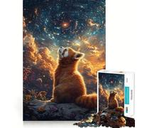 Puzzle Cosmique Panda Roux et Ciel étoilé 1000 pièces pour Adolescents, Jeu de logique Solide, Moments en Famille, Bords Nets, Surprise chaleureuse (50x75cm)