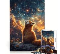 Puzzle Cosmique Panda Roux et Ciel étoilé 1000 pièces pour Adolescents, Jeu de logique Solide, Moments en Famille, Bords Nets, Surprise chaleureuse (50x75cm)