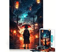 Puzzle Cosmo 1000 pièces Fille Anime Parapluie Jeu de réflexion Assemblage Stable Pièces Qui ne bougent Pas Passe-Temps agréable pour Les Longs W nds (38x52cm)