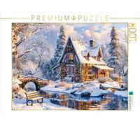 Puzzle · Cottage Maison au Bord de l'eau à la période de Noël | Cottage Maison au bord de l'eau à la période de Noël · 1000 pièces · Format assemblé 64 × 48 cm · CALVENDO Puzzle