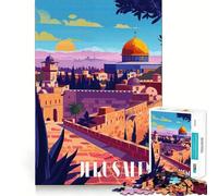 Puzzle Coucher de Soleil à Jérusalem pour Adultes, 1000 pièces, Jeu de réflexion, Divertissement à Plusieurs, découpe de précision, Cadeau Unique 50x75cm