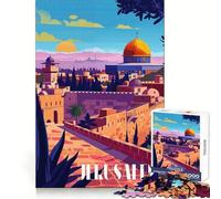 Puzzle Coucher de Soleil à Jérusalem pour Adultes, 1000 pièces, Jeu de réflexion, Divertissement à Plusieurs, découpe de précision, Cadeau Unique 50x75cm