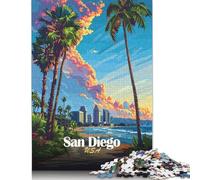 Puzzle Coucher de Soleil à San Diego 1000 pièces Puzzles pour Adultes Puzzles en Papier pour Adultes et Anti-Stress 38 x 26 cm / 1000 pièces