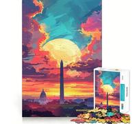 Puzzle Coucher de Soleil à Washington DC 1000 pièces pour Adolescents Jeu de logique et de Relaxation Objet de Collection Haut de Gamme 50x75cm
