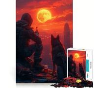 Puzzle Coucher de Soleil avec Mon Chien 1000 pièces pour Adultes, Jeu de logique mentale, Divertissement paisible, découpe Ferme, Cadeau précieux 38x52cm