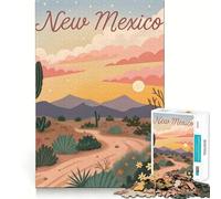 Puzzle Coucher de Soleil dans Le désert du Nouveau-Mexique pour Adultes, 1000 pièces, Jeu de réflexion Relaxant, Collection d'œuvres d'art aux Bords Nets (38x26cm)