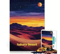 Puzzle Coucher de Soleil dans Le désert du Sahara pour Adolescents, 1000 pièces, stimule la mémoire, se détend et s'amuse, découpe de qualité supérieure, Cadeau élégant (38x52cm)