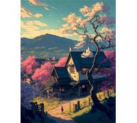 Puzzle Coucher de Soleil Paysage Campagne de 90 Pièces pour Adultes, Puzzles 90 pièces Adultes, Jigsaw Puzzle d'art pour Défi, Puzzles Coloré à Faire soi-même pour la Décoration de la Maison