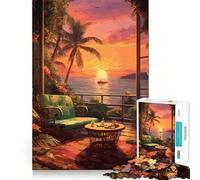 Puzzle Coucher de Soleil sur l'océan 1000 pièces Jeu de réflexion apaisant Découpe de précision Collection Artistique (38x26cm)