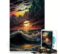 Puzzle Coucher de Soleil sur l'océan 1000 pièces pour Adolescents Jeu de logique Clair et Relaxant Découpe Parfaite (38x26cm)