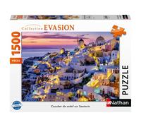 Puzzle 1500 pièces Coucher de soleil sur Santorin, Adultes et enfants dès 14 ans, Collection Évasion, 12001532, Nathan