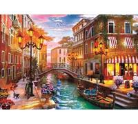 Puzzle Coucher de Soleil sur Venise 500 Pieces - Italie Romantique, canaux, Ville - Poster Inclus - Set Puzzle Adulte et Carte