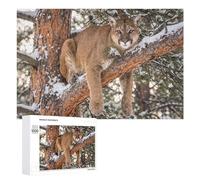 Puzzle Cougar in A Snowy Tree pour Adultes, Format 1000 PCS | Cadeau de Noël pour amateur de puzzle : activité autour de la table à son propre rythme.