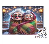 Puzzle Couple Âgé 1000pcs 70x50cm Papier Recy dultes Étreinte Hivernale Défi Difficile Aptitudes Décoration Maison Cadeau