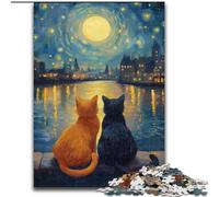 Puzzle Couple Chat 1000 Pièces pour Adultes et Adolescents, à partir de 14 Ans, Décoration Murale, Cadeaux Uniques pour Anniversaire et Noël (50x75cm)