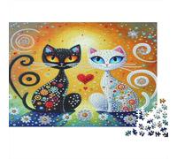 Puzzle Couple Chats Amour 70x50cm 1000p Papier recy dulte Duo Chats Art coloré Défi Impossible Stimule réflexion Cadeaux Femmes & Hommes