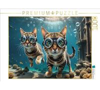 Puzzle · Couple de Chats en plongée sur épave | Chats plongeurs · 1000 pièces · Format assemblé 64 × 48 cm · CALVENDO Puzzle