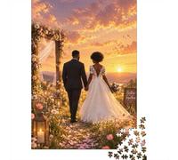 Puzzle Couple de Mariage au Coucher du Soleil de 1000 pièces pour Adultes | 52x38cm Scène de mariage romantique au coucher du soleil, parfaite pour partager un moment convivial et admirer le