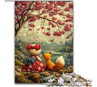 Puzzle Couple de Renards pour Adultes 1000 Pièces, pour 14 Ans et Plus, Jeux Amusants, Activités Amusantes à la Maison, Cadeaux d'anniversaire, Cadeaux de Voyage (50x75cm)