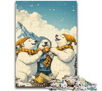 Puzzle Couple d'ours Polaires 1000 pièces pour Adultes et Adolescents, à partir de 14 Ans, décoration Murale, Cadeaux Uniques pour Anniversaire et Noël 26x38cm