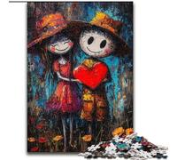 Puzzle Couple Graffiti pour Adultes 1000 Pièces, Jeu de Famille Stimulant avec Affiche et Fiche de Trivia (26x38cm)