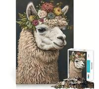 Puzzle Couronne de Fleurs d'Alpaga 1000 Pièces Jeu de Mémoire Découpe Laser de Qualité Supérieure Activité Absorbante pour des Soirées Calmes (38x26cm)