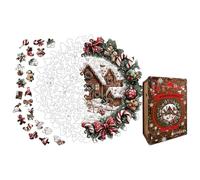 Puzzle Couronne De Noël - Puzzle De Vacances en Bois De Qualité Supérieure, en Bois pour Adultes | Jeu D'énigme Interactif pour Garçons, Filles, Adultes, Amis Et Famille, Puuzzle en Forme De Co