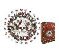Puzzle Couronne Design Thème de Noël | Forme de Couronne Puzzles En Bois Pour Hommes Femmes Filles Jeunes Adolescents Mari Fille Amis Collègues