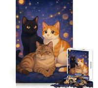 Puzzle Coussin Trois Chats 1000 pièces pour Adolescents, idéal pour améliorer la mémoire, Loisirs à la Maison, Bords précis, Cadeau raffiné 38x26cm