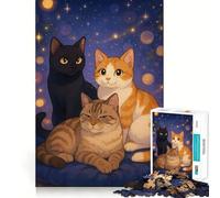 Puzzle Coussin Trois Chats 1000 pièces pour Adolescents, idéal pour améliorer la mémoire, Loisirs à la Maison, Bords précis, Cadeau raffiné 38x26cm